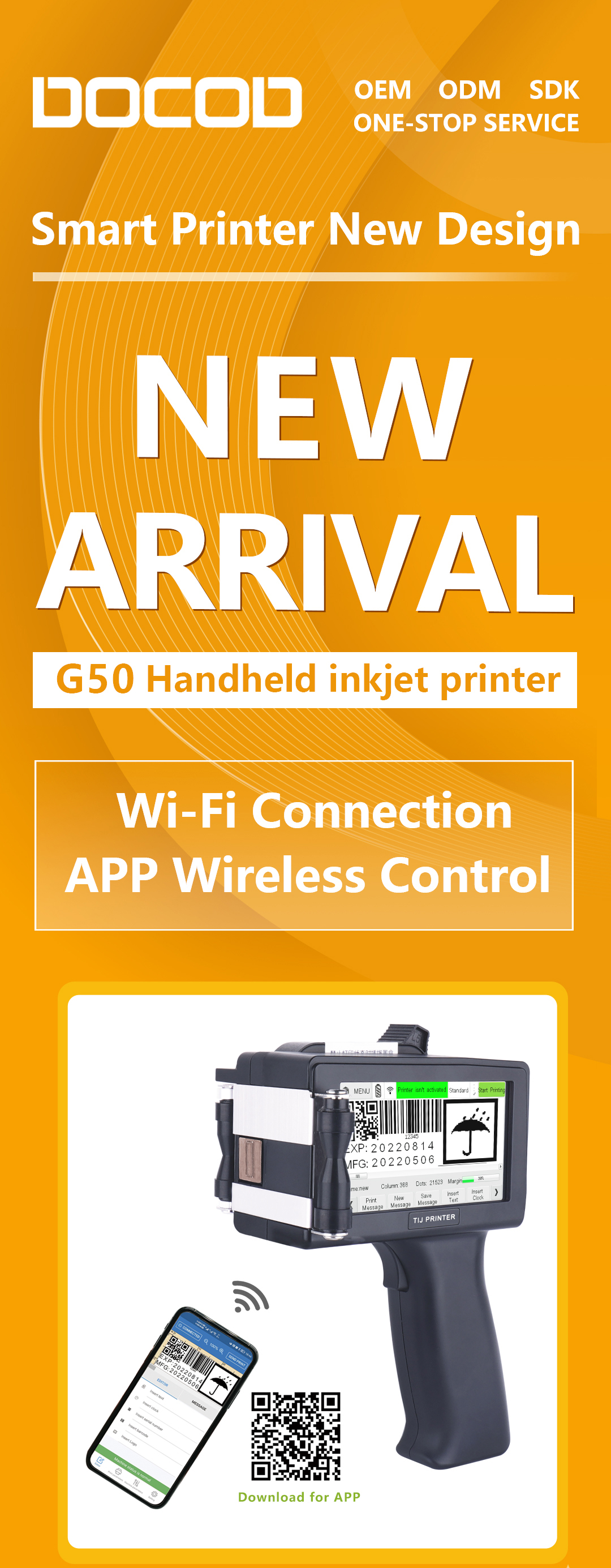 New Arrival G50 Handheld Inkjet Printer